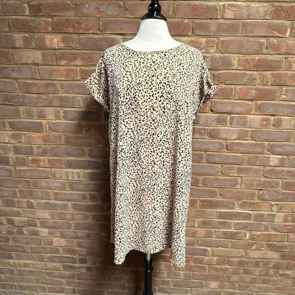Adara Women’s Leopard Print Short Sleeve Summer Dress Sz Large